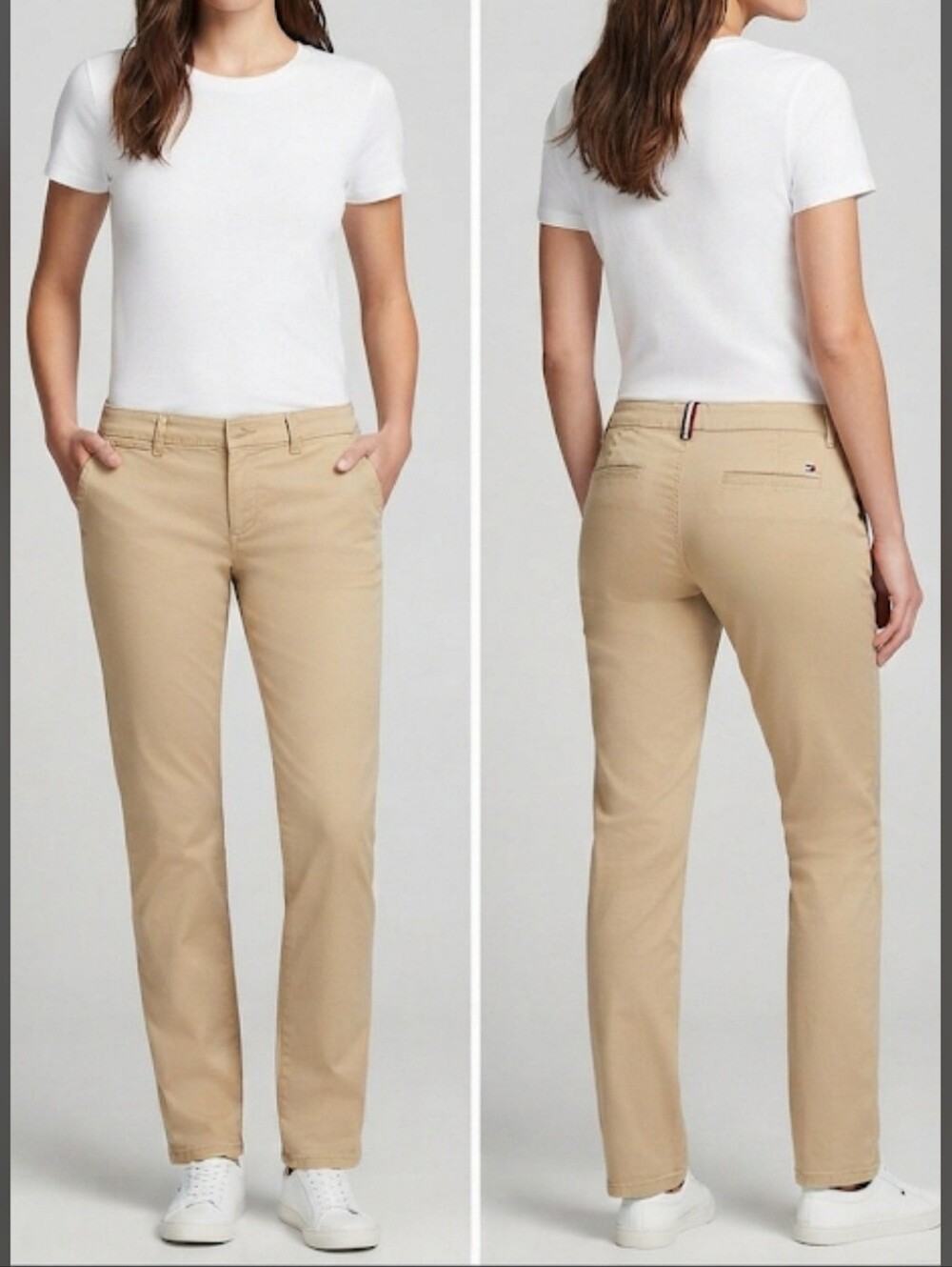 Tommy Hilfiger Women’s Slim Fit Chino Pants Khaki Beige Size 12 Like New